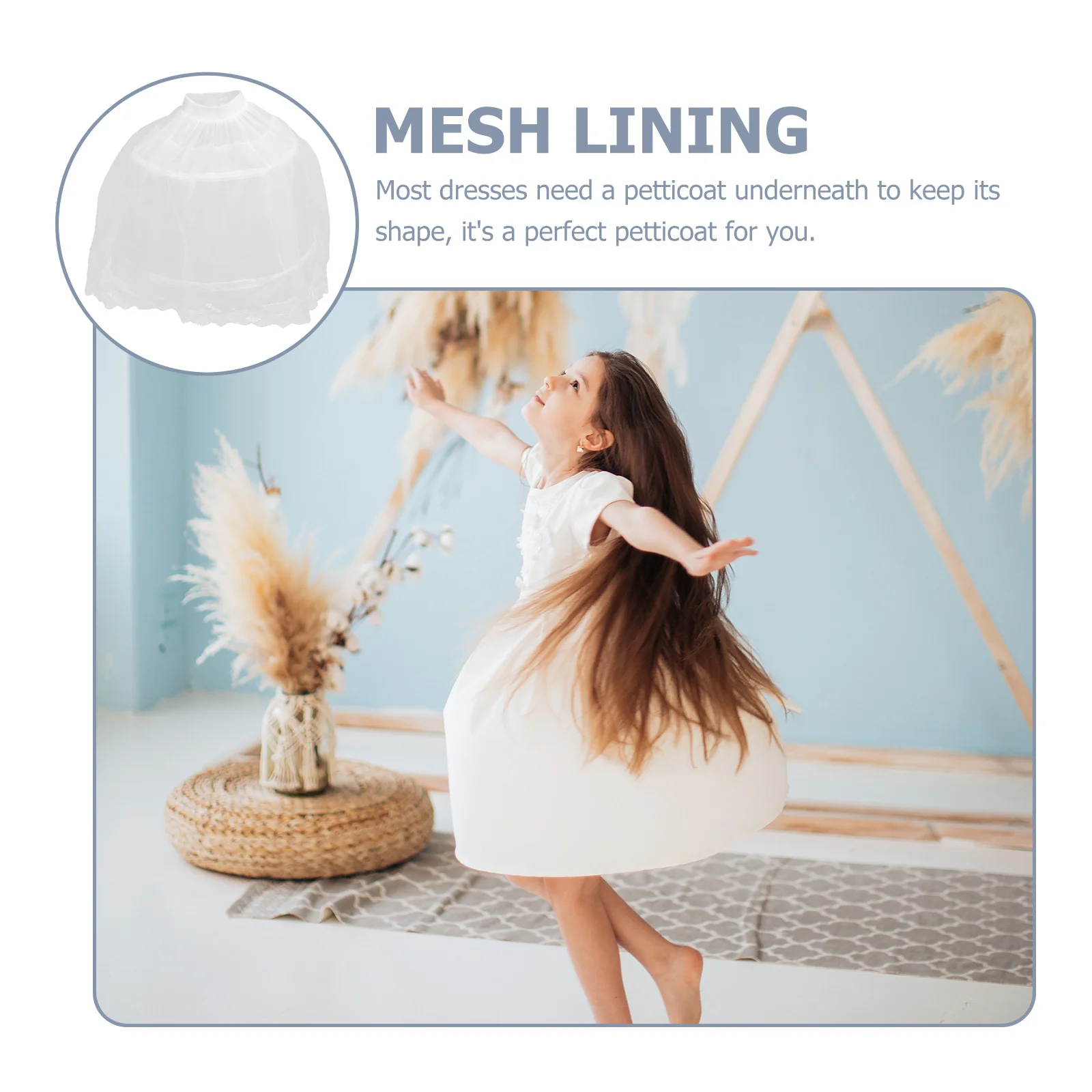 

Petticoat Skirt Lining Wedding Bridal Dress Tulle Children Kids Slip Underskirts Mesh Lining Lace Underskirt Dress Showing