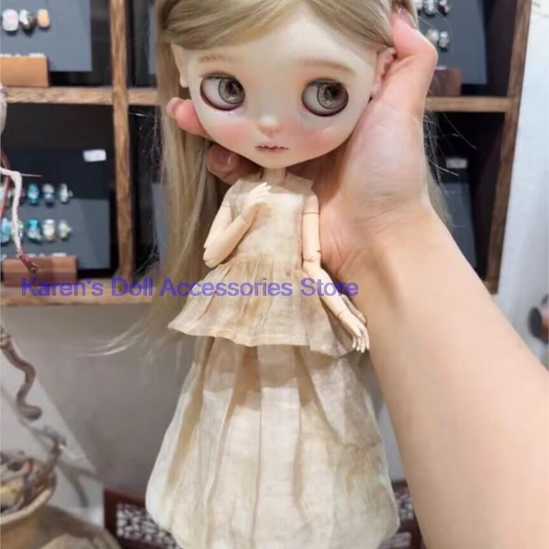 

2026 vintage retro tea dyed 2pcs Top/Blossom Half-Body Skirt for Blythe/landoudou (Fit for Lulu,ymy24,Ob22,24,26,zone, Jenny)