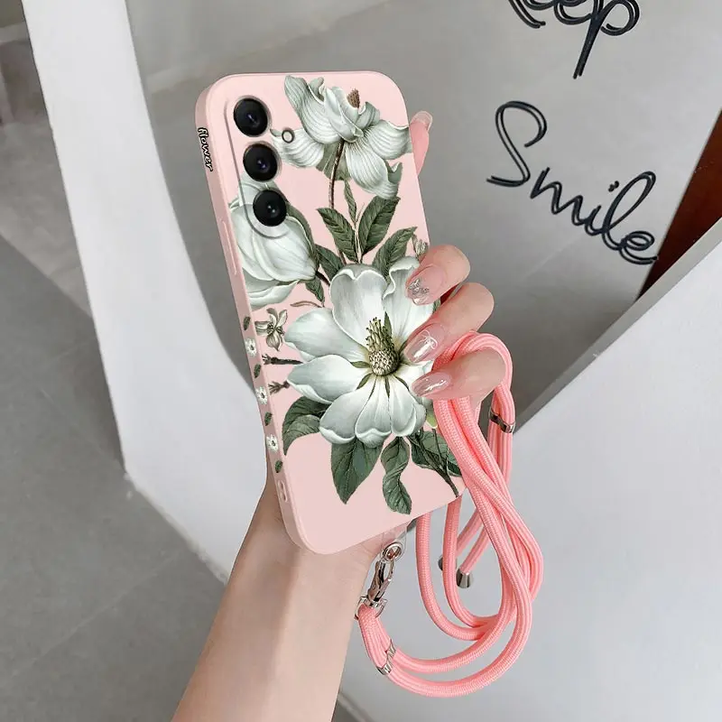 A55 Blooming Peonies Silicone Phone Case For Samsung A53 A55 A32 A34 A72 A71 A33 A73 A23 A54 A52S A50 A51 A24 A31 Cover