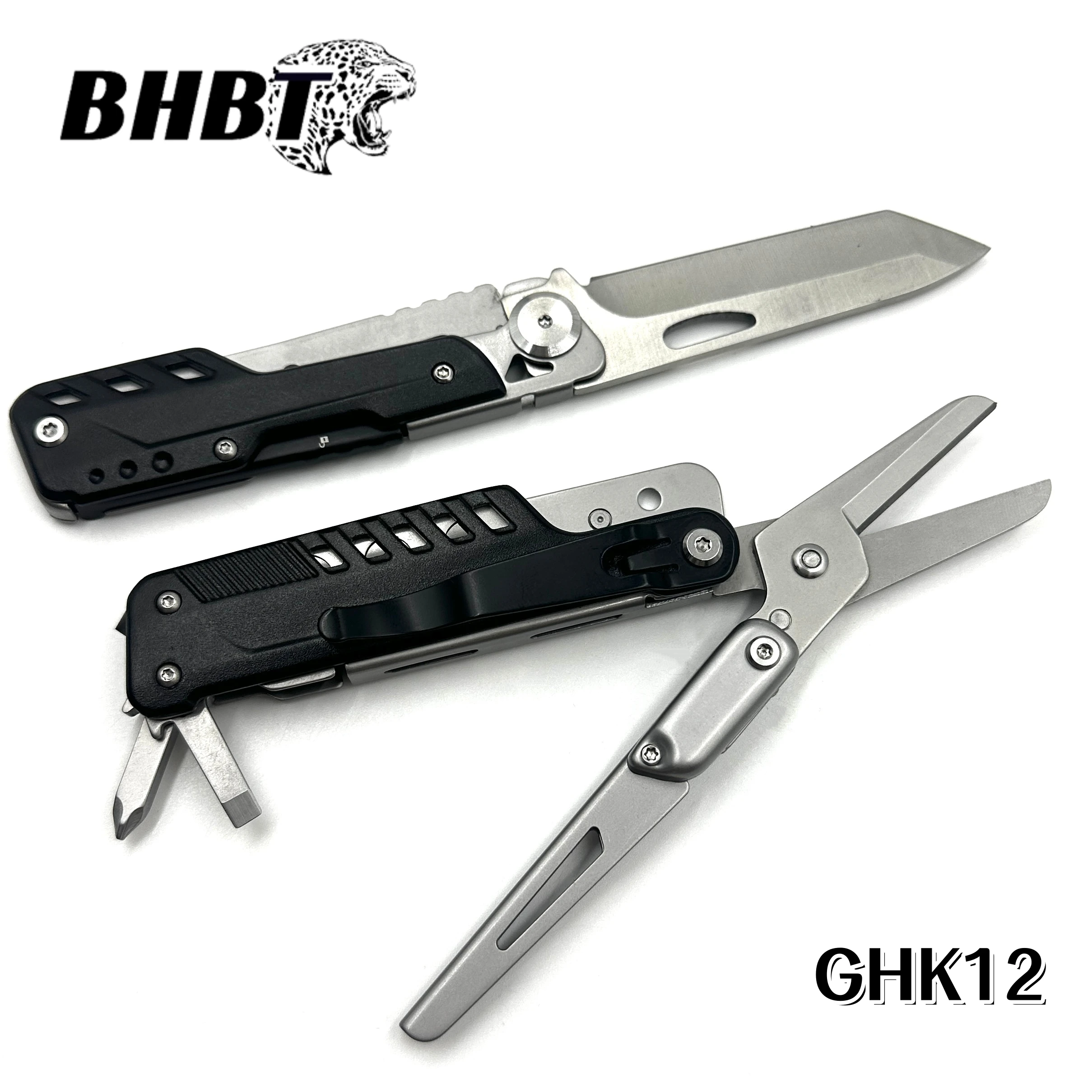 BHBT 6 IN 1 Multitool Scissors Detachable Knife Outdoor Folding Knife Screwdriver Multifunction Pocket EDC Multi Tools