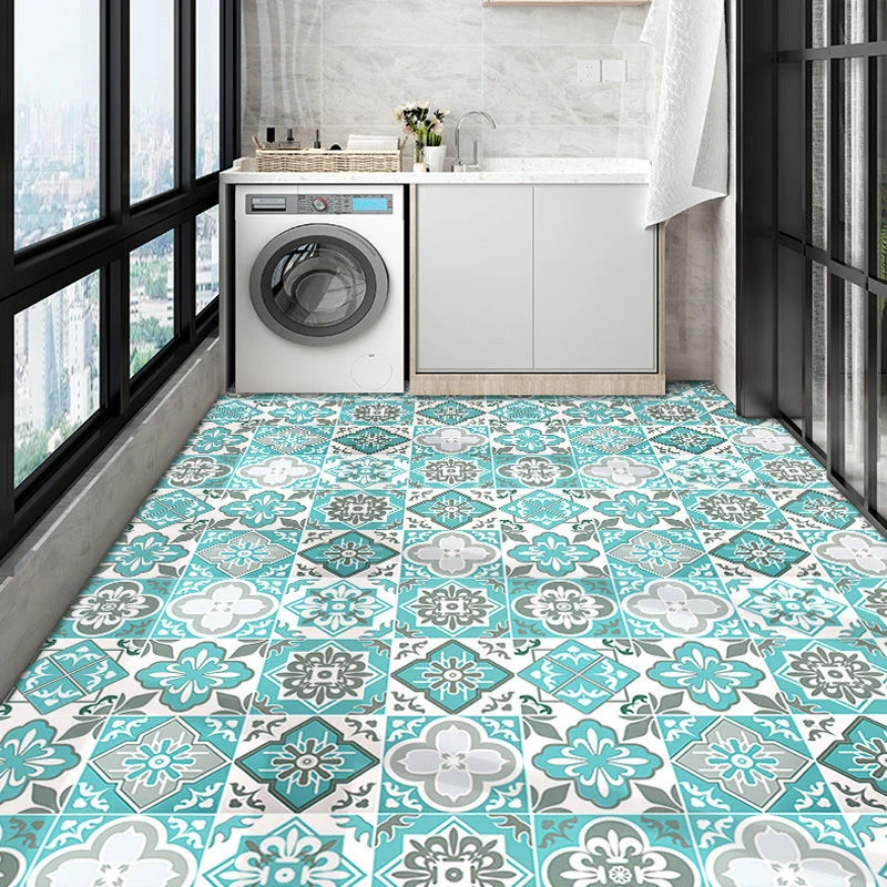 PVC Vinyl Self Adhesive Floor Stickers Bathroom Kitchen Non Slip Floors Tiles Thicken Stickers Waterproof Modern Home Decoration