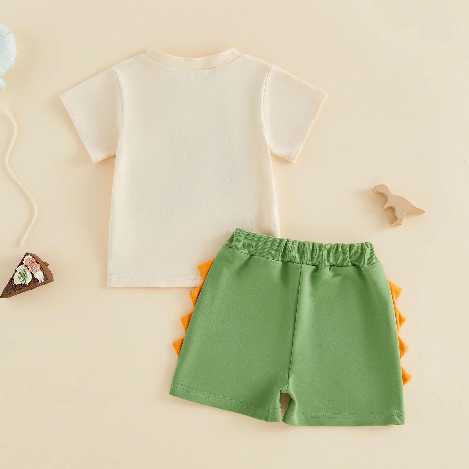Infant Baby Boy 1st Birthday Outfits Letter Balloon Dinosaur Embroidery Crew Neck Short Sleeve T-Shirts Shorts 2Pcs Clothes Set