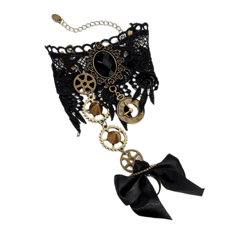 Gothic Lace Necklaces Elaborate Bracelets for Casual Date Party Wedding Club