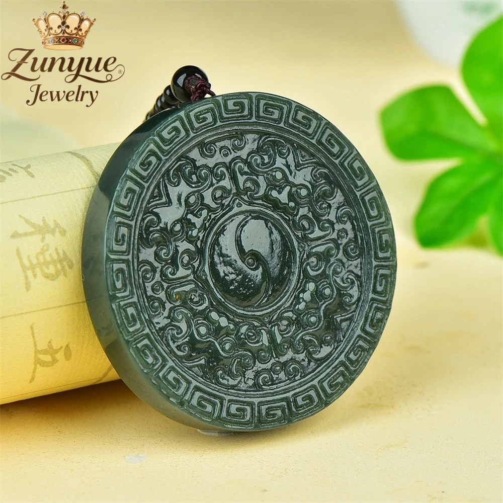 

Natural Hetian Jade Green Jade Taiji Bagua Jade Pendant Luxury Quality Jewelry Fashion Jewelry Exquisite Charms Elegant Popular
