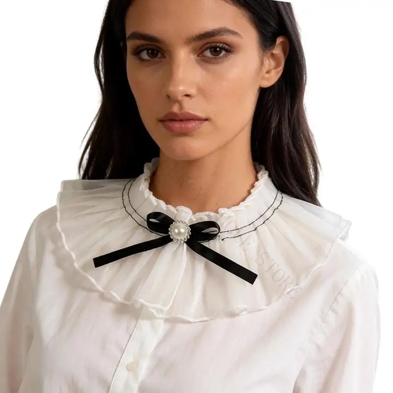 R7UF Comfortable Breathable Detachable Collar With Ruffle Detail For Women