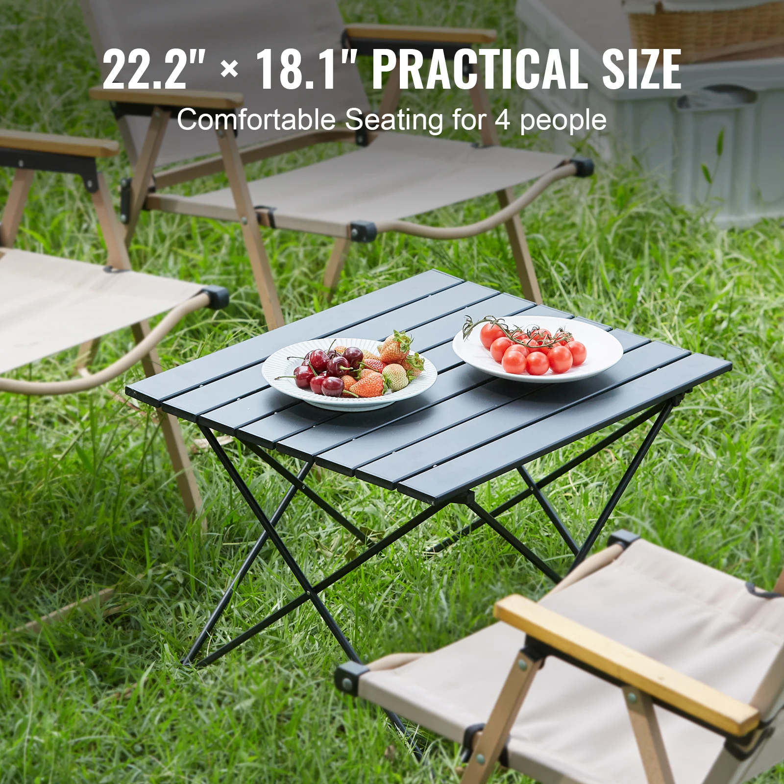 VEVOR 66lb Camping Folding Table Picnic BBQ Ultralight Aluminum Folding Beach Table with Carry Bag for Fishing Hiking Self Drive