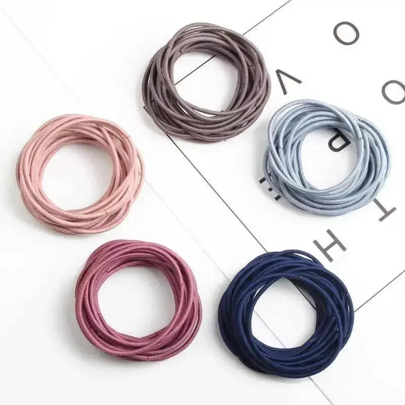 

100 pieces / bag simple small circle fine hair rope girls tie hair high elastic rubber band basic hair circle head rope head