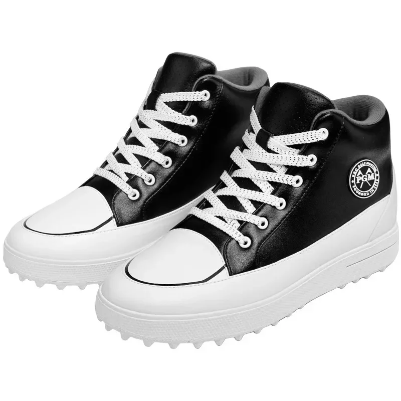 PGM Women Height Increasing Golf Shoes Lady Waterproof Anti-skid Spike Sneakers Women Lace-up High Top Shoes Wedge Golf Trainers view 2