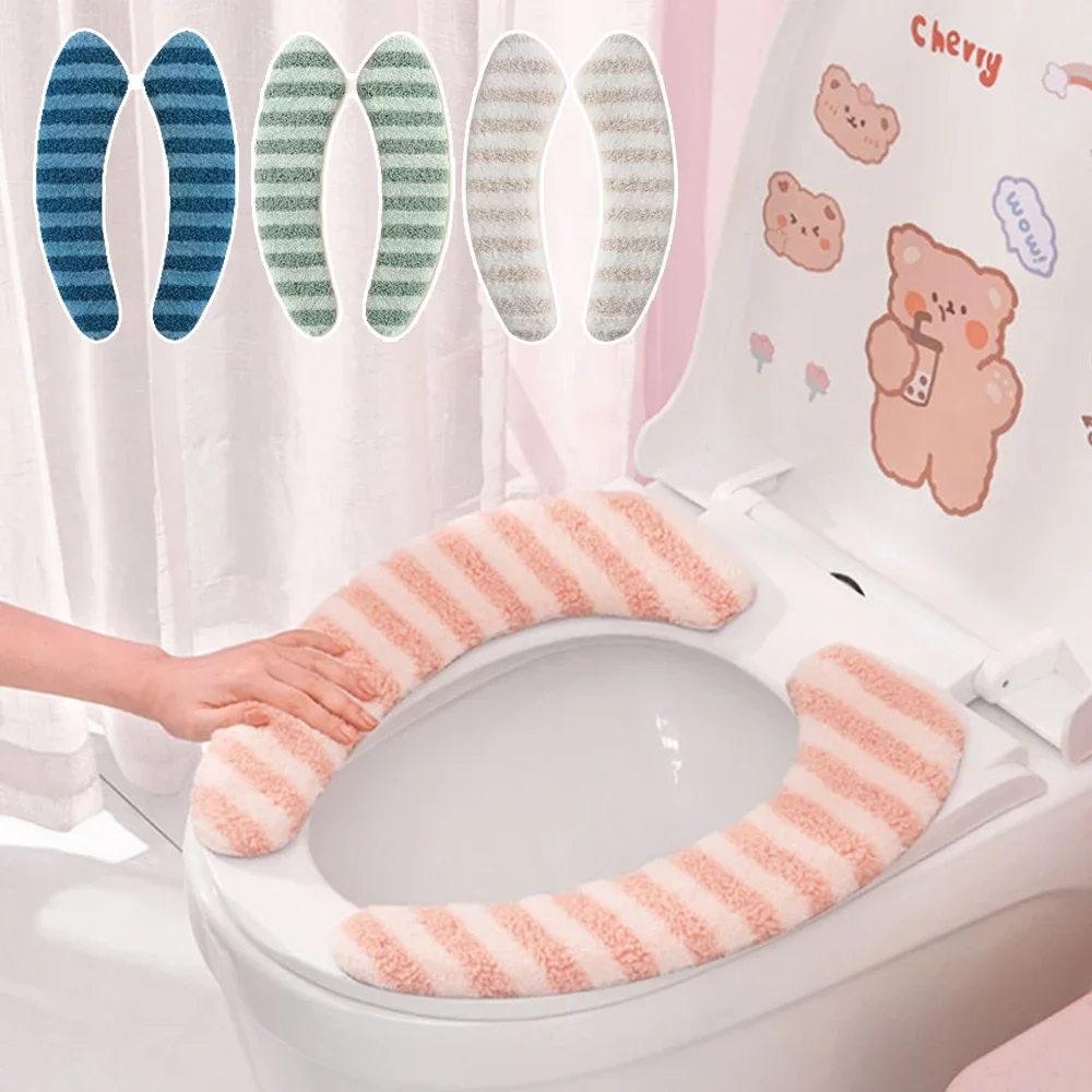 Thickened Toilet Seat Cushion Cover Washable Winter Soft Warmer Toilet Mat Reusable Bathroom Accessory