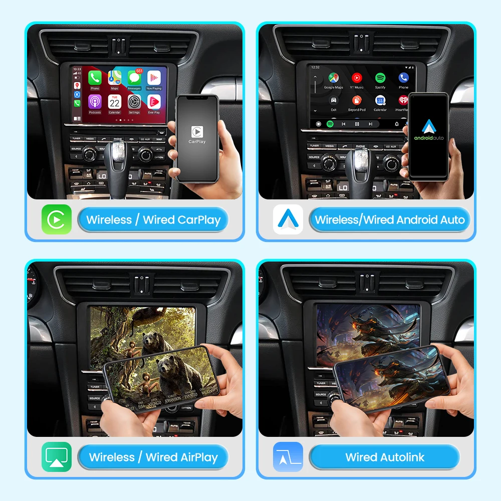 JoyeAuto Wireless CarPlay Android Auto Interface for 2010-2016 Porsche Cayman Cayenne Bosxter Panamera Macan 911 CDR3.1 Mirror