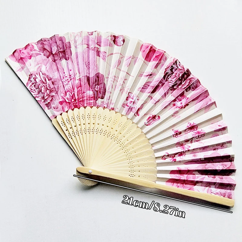 Silk Fan Chinese Japanese Style Folding Home Decoration Vintage Art Craft Gift Party Dance Print Flower Pattern Hand Fan Gift