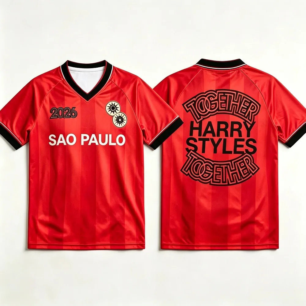 Harry Styles Sao Paulo Tour Light Blue Soccer Jersey 2026 Concert Commemorative Fan Quick Dry Fashion Breathable Sports Shirt