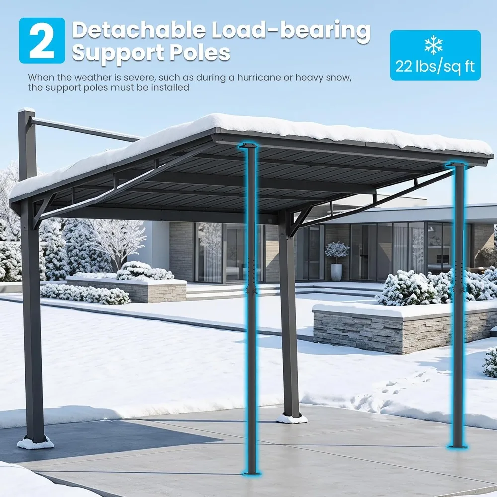 Outdoor Gazebo  Hard Top Metal Gazebo, Freestanding Shelter Pergolas with Galvanized Steel Roof, Heavy Duty Patio view 5