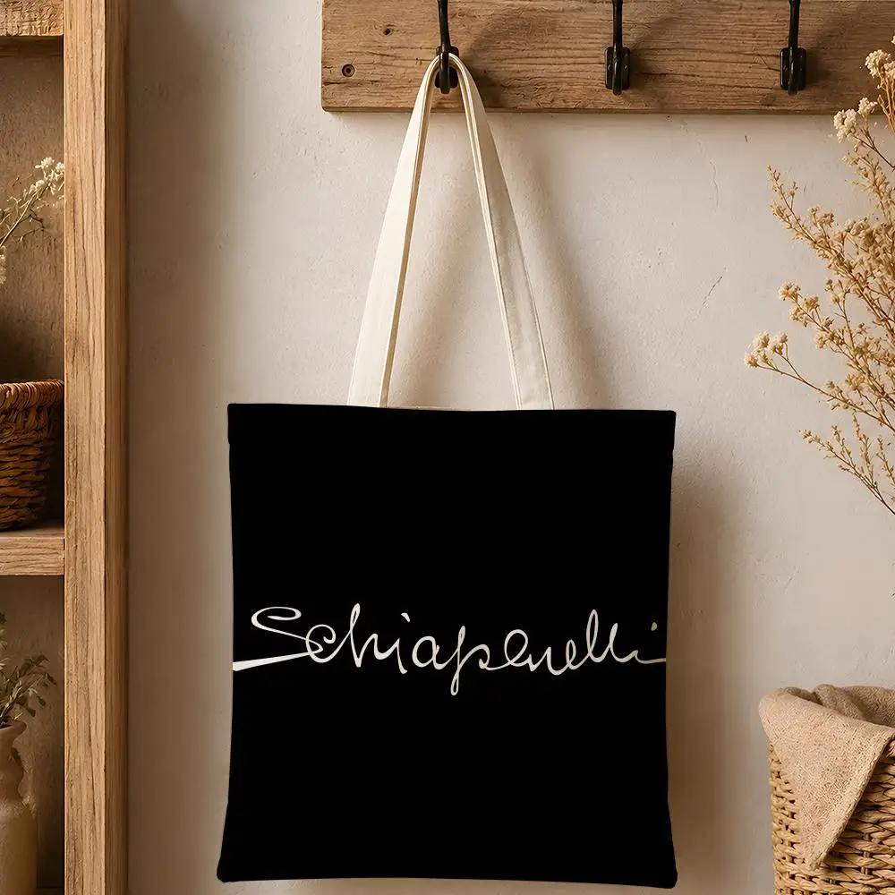 Luxuriöse S-Schiaparelli Aufbewahrungstaschen Modische Baumwoll-Canvas-Tragetasche 12/16oz Umweltfreundliche Wiederverwendbare Einkaufstasche mit Großer Kapazität – Detail 4