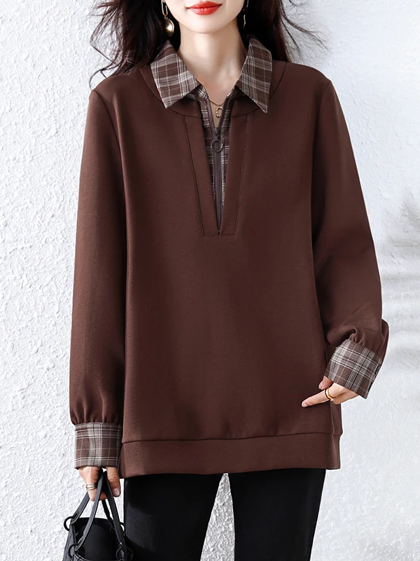 

Корейский свободный свитшот с длинными рукавами и воротником, женский модный осенне-зимний новый универсальный топ с декоративными вставками