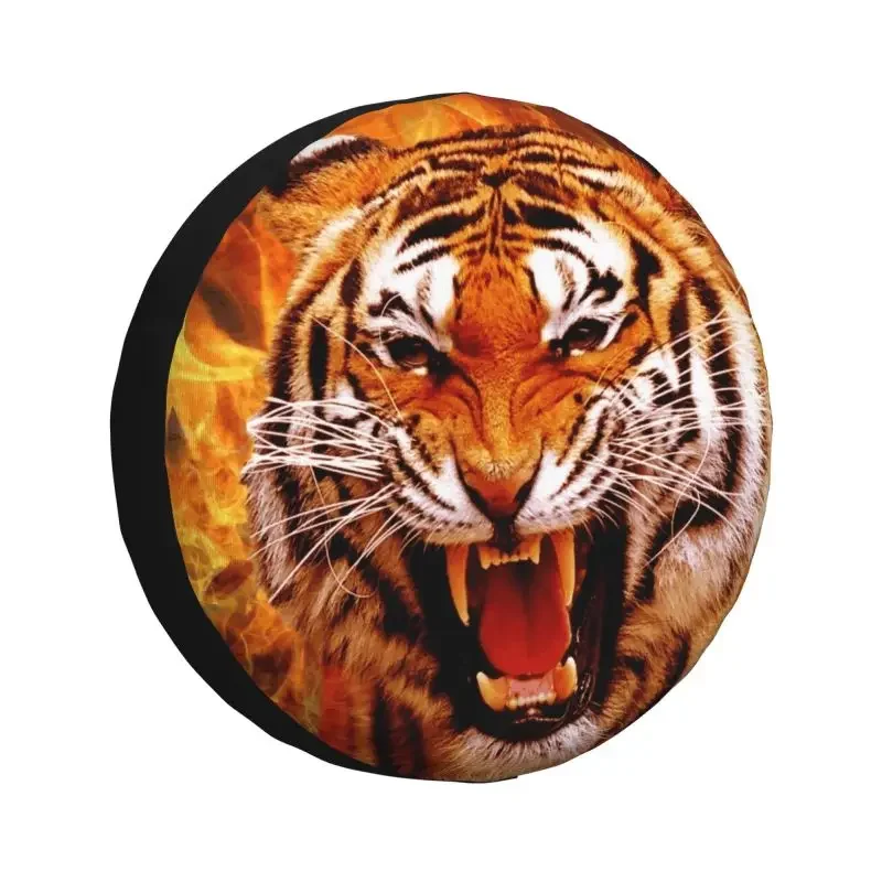 Tiger Flame Spare Tire Cover for Grand Cherokee Jeep RV SUV 4WD 4x4 Tropical Jungle Animal Car Wheel Protector Covers 14