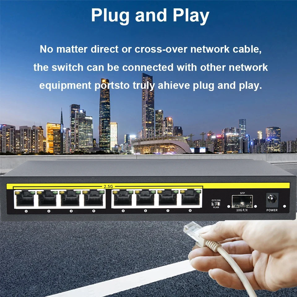 KuWFi POE Switch 2.5G 8 Ports Network Standard POE Ethernet Switch with 2*10G SFP Port For CCTV IP Camera/Wifi Router