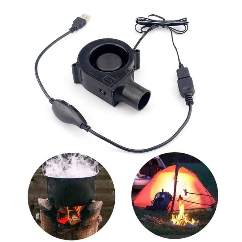 

L1EE 7530 7cm 5V 2A Turbo Blower for Picnic and Camping - Adjustable Speed USB Fan with Oil Bearing