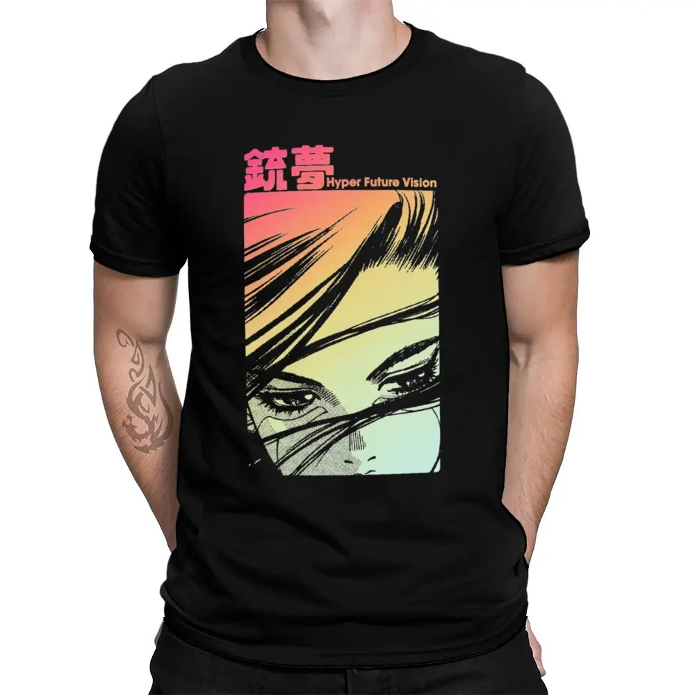 

Футболка премиум-класса с изображением гиперфутуристического видения, гунм, 100% хлопок, аниме, рукав с изображением Галли цикборга, ангела, Алита, Алита, битвы, ангела, Sci