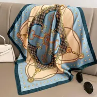 70x70cm Fashionable Korean Style Silk Square Scarf Satin Print Hairband Necktie Hair Accessory Headscarf Versatile Wrap Scarf 4
