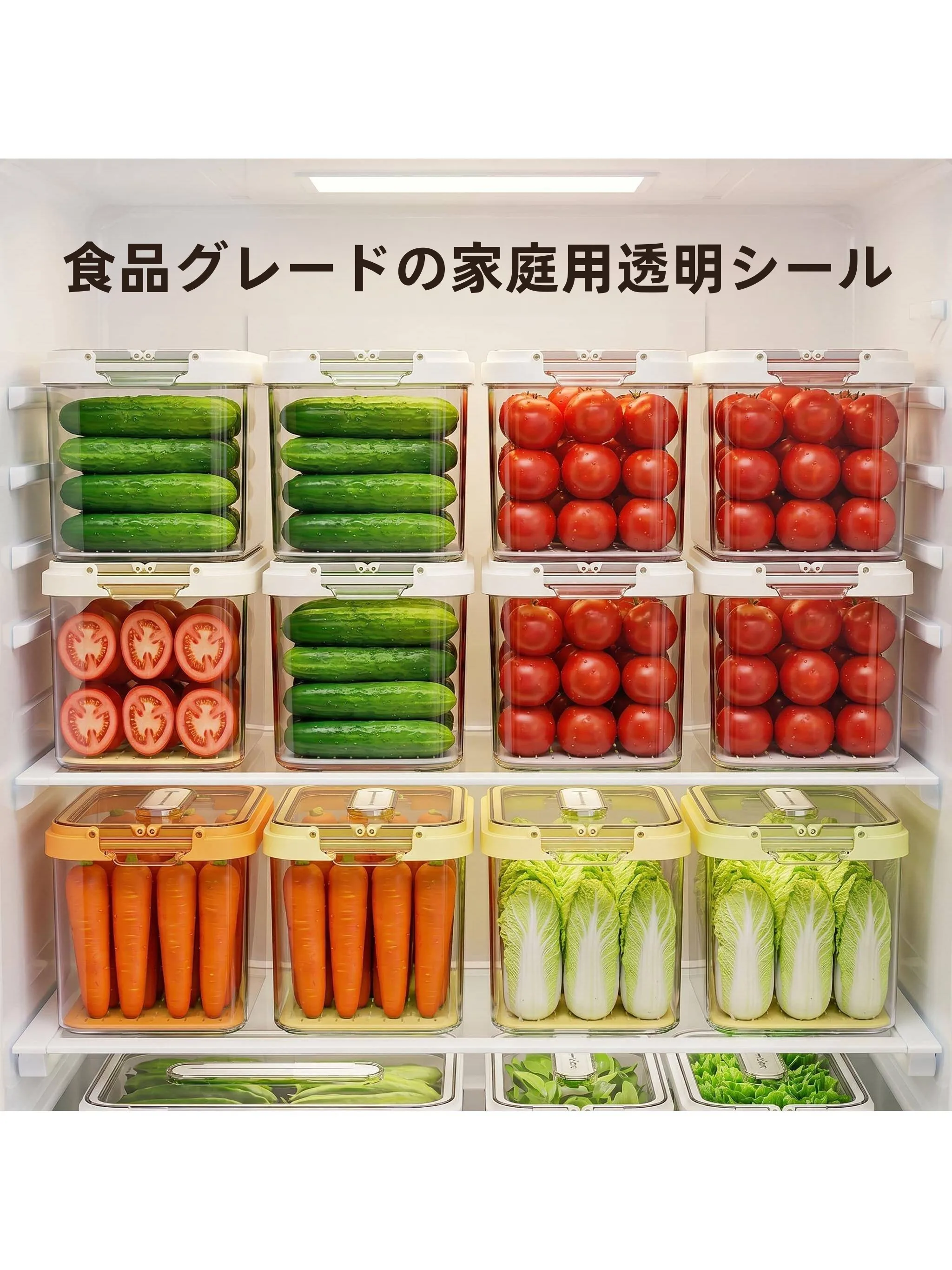 ポータブルキッチン冷蔵庫透明プラスチック食品グレード野菜果物密封保存引き出し収納ボックス家庭用オーガナイザー