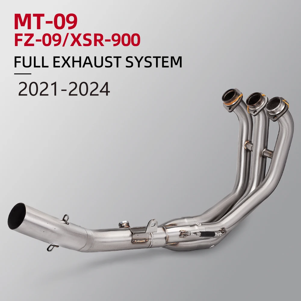 For MT09 FZ09 XSR900 V3 2021-2024 Motorcycle Exhaust Pipe Modify Escape Moto Front Mid Link Tube Connect 51mm Escape Muffler