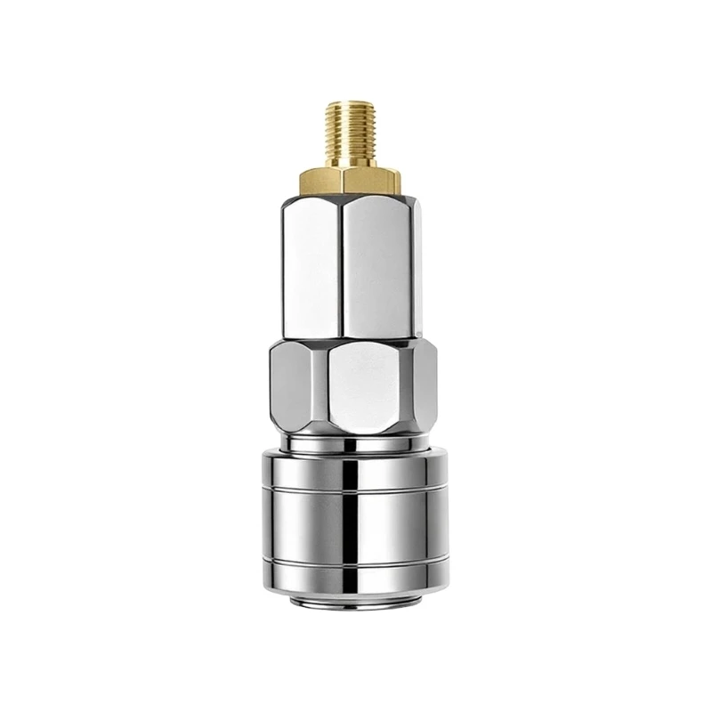 Tire Pumping Coupler Adapter with Metal Air Chuck and Threaded End for Car and Motorcycle Tire Maintenance Work