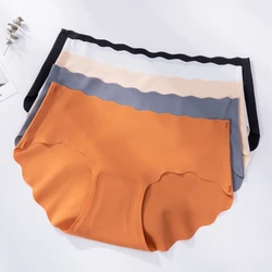 M-XL Women's Panties Seamless Underwear Ice Silk Breathable Female Underpants Intimates Solid Color Wave Design Lingerie