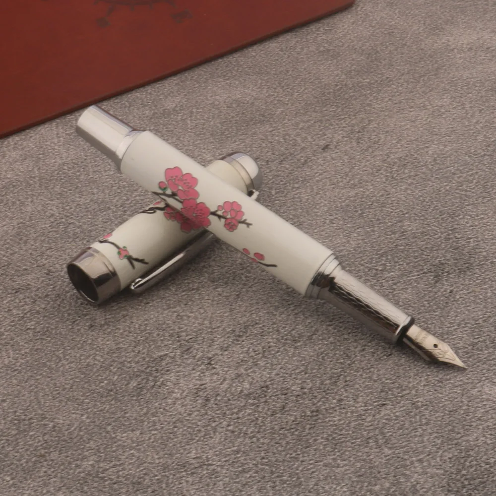 

Luxury 9005 metal Fountain Pen Chinese Painting Red Plum Blossom School Student Office Gifts Stationery Golden Ink Pens