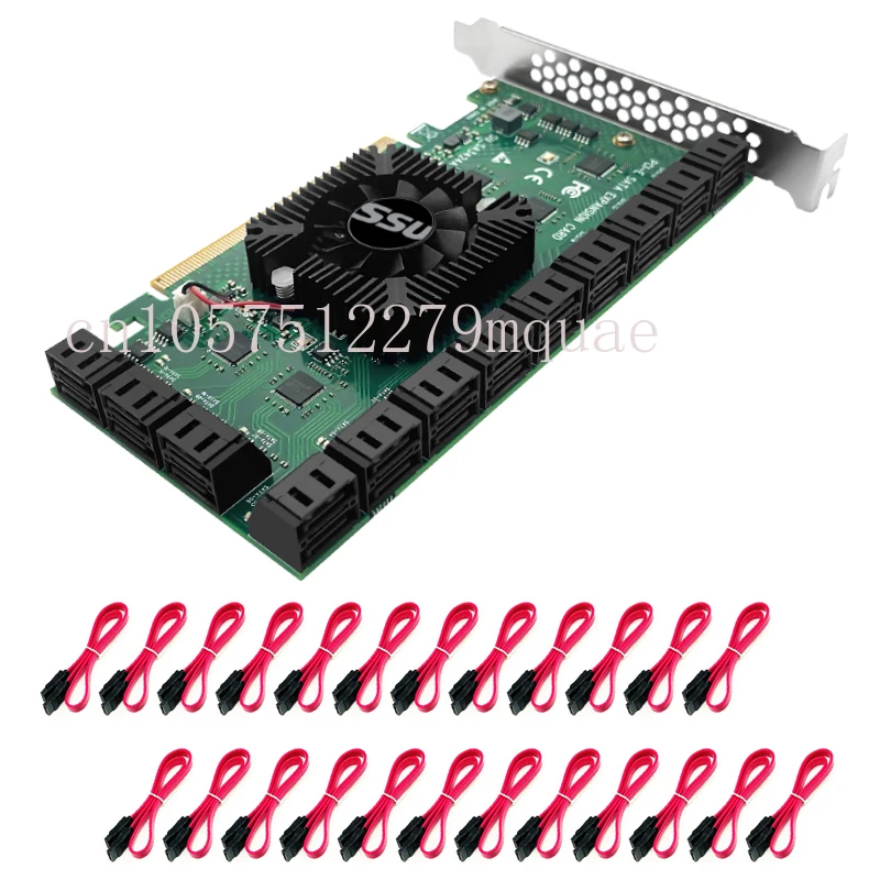 PCIE SATA Card 24 Port with Cable 6Gbps SATA 3.0 Controller PCI Express Expansion Card Support SATA 3.0 Device