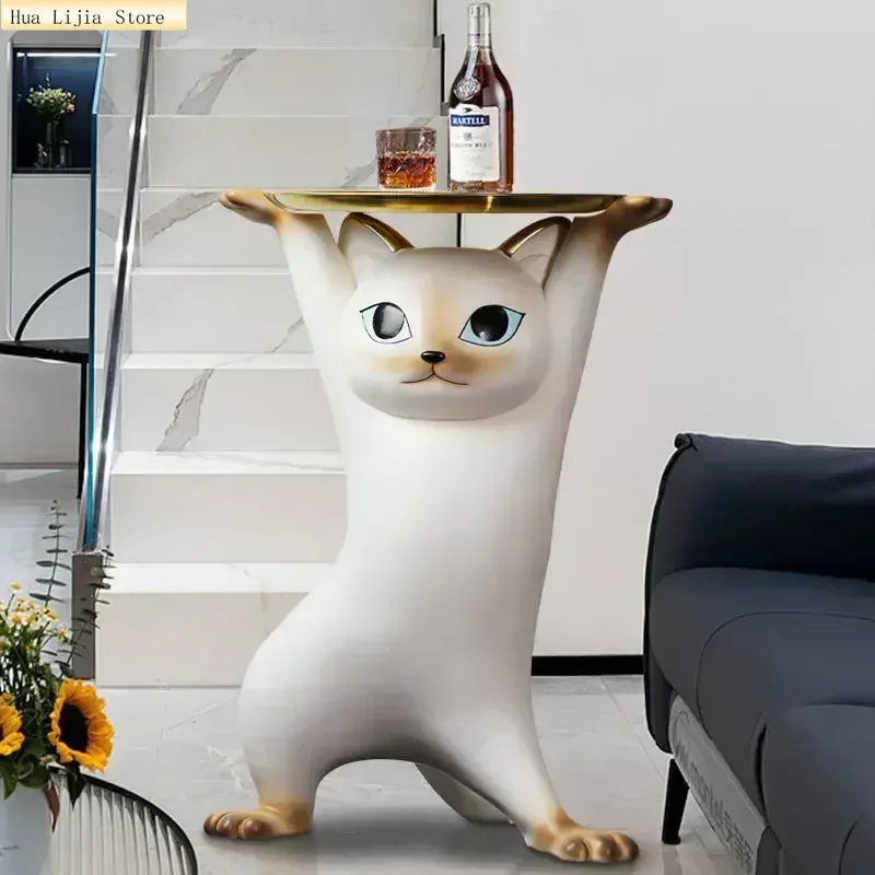 1Sand Sculpture Enchanting Cat Living Room Floor Coffee Table Decoration Creative Decoration Moving Gift Side Table Coffee Table