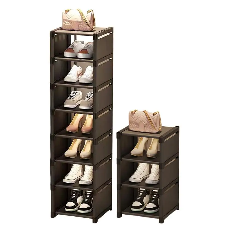 

Foldable Shoe Organizer Space Saving Entryway Cabinet Bins Multi-layer Storage Box Black Household Shoe Organizer for Home Dorm