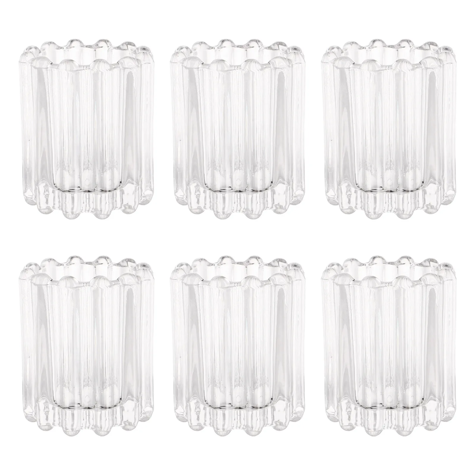 6Pcs Vintage Gear Design Clear Glass Cup Set European Style Tealight Holder Votive Holder Coffee Table Centerpiece