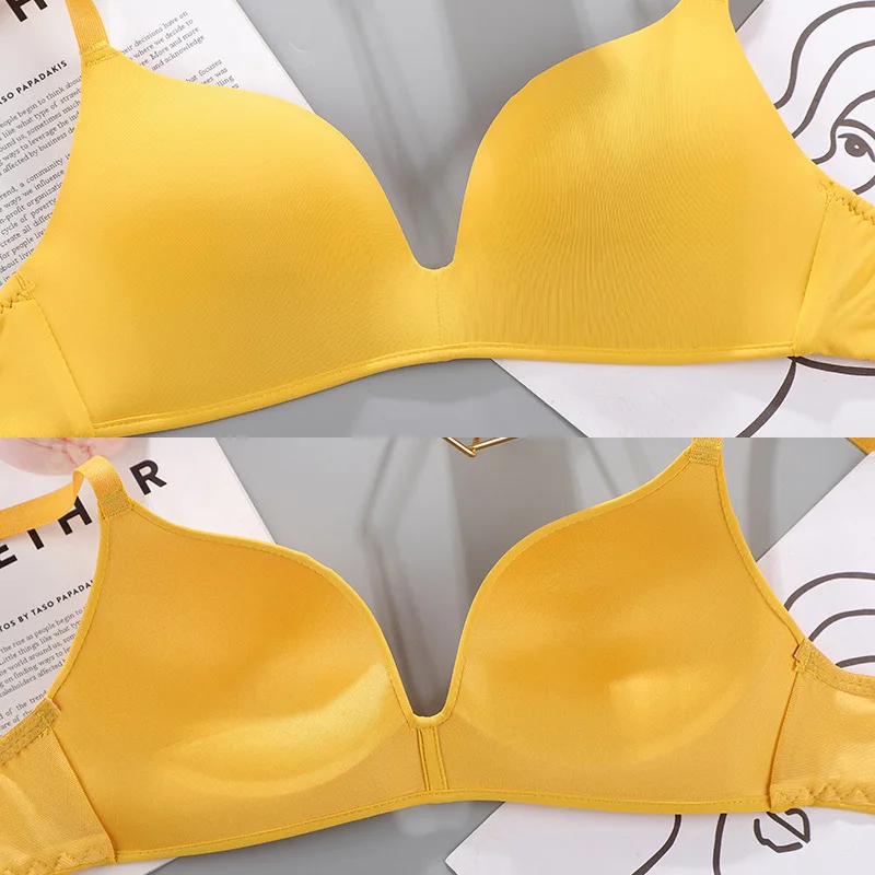 Sujetador sin costuras para mujer, ropa interior Sexy de realce sin aros, transpirable, fino, 12 colores