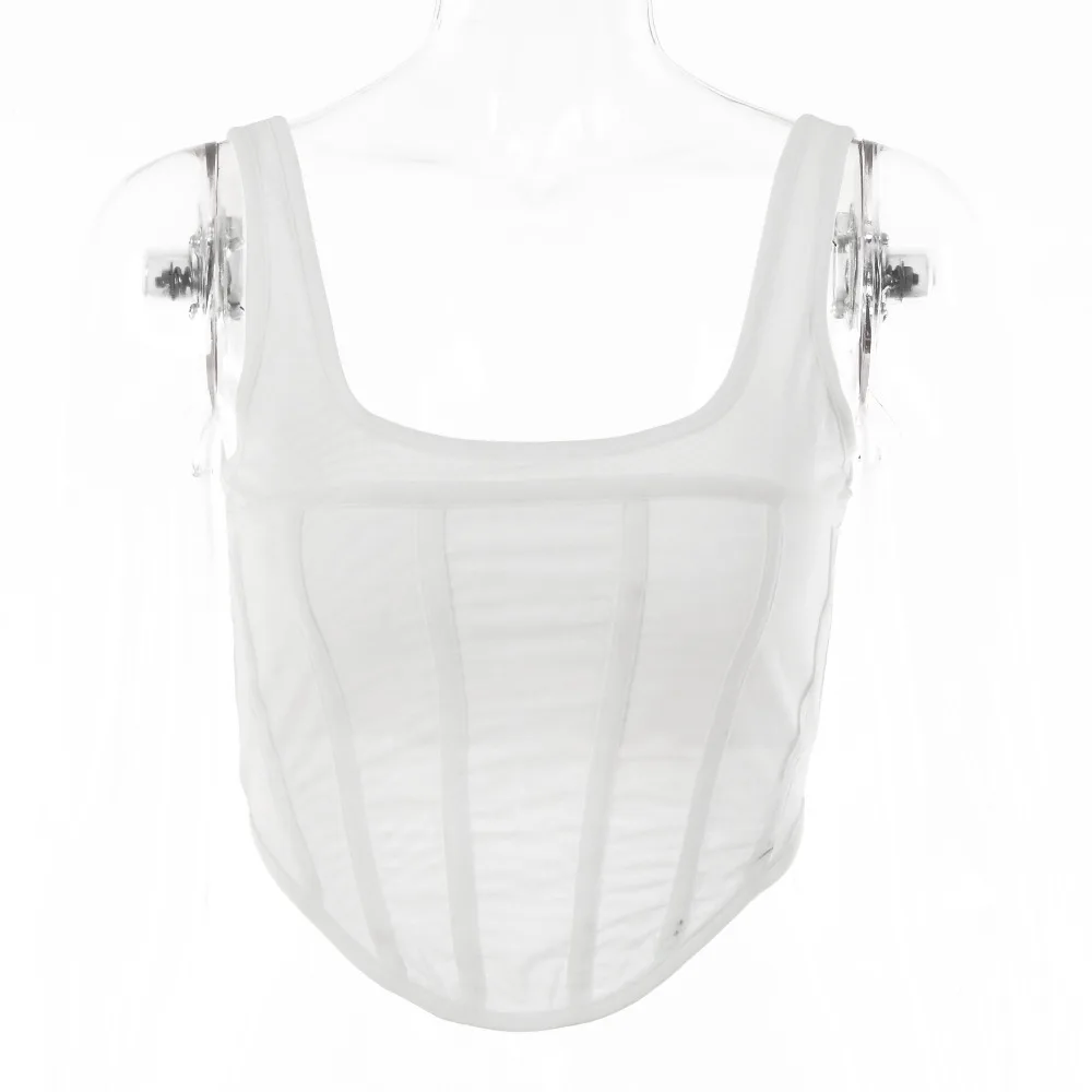 Ins2021 Autumn New Crop Top Sexy Hot Girl Sheer Double Layer T-Shirt Strap Vest For Women
