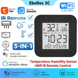 Tuya Smart Home WiFi Temperature and Humidity Sensor IR Remote Control for Air Conditioner TV AC Works with Alexa Google