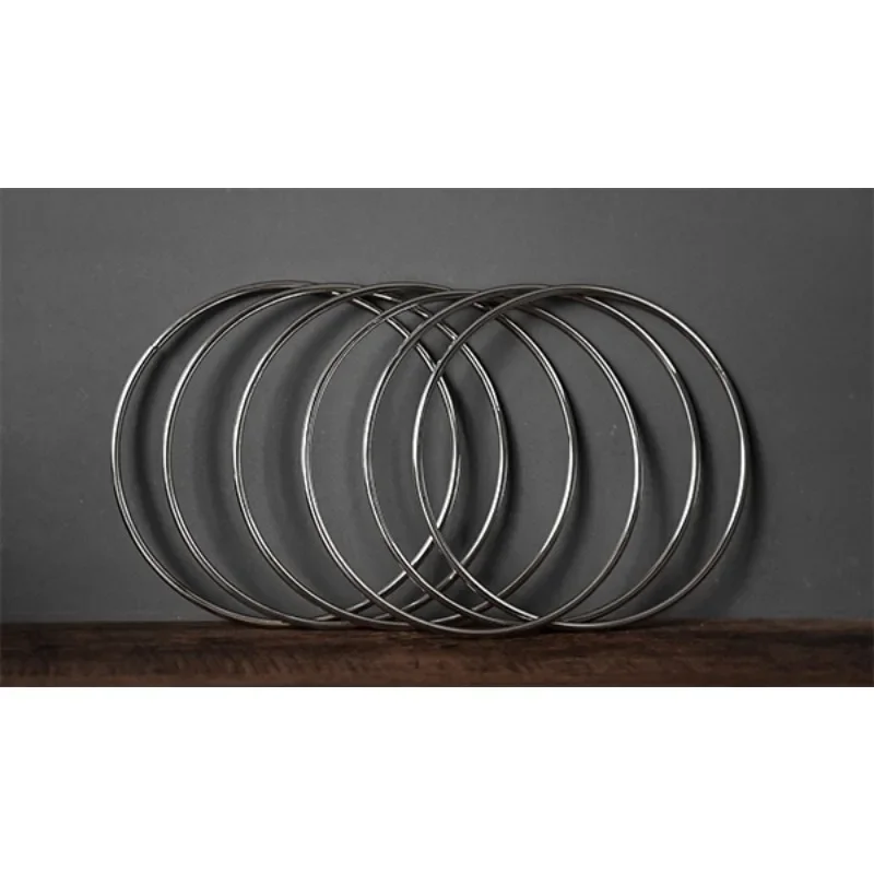 Anelli di collegamento tradizionali cinesi deluxe Set di 6 anelli (8,7 pollici, cromo, solido) Trucchi magici Mago Illusioni sceniche Espedienti