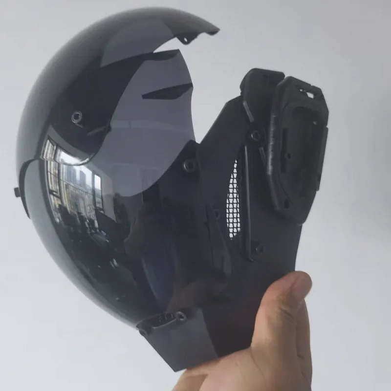 

Durable Black Mask Headgear Adult Full Face Mecha Helmets Free Mask Motorcycle Equipment One Size