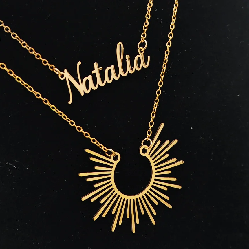 

Customized Sunflower Name Necklace Personalized Gold Stainless Steel Necklace Gift Christmas Gift