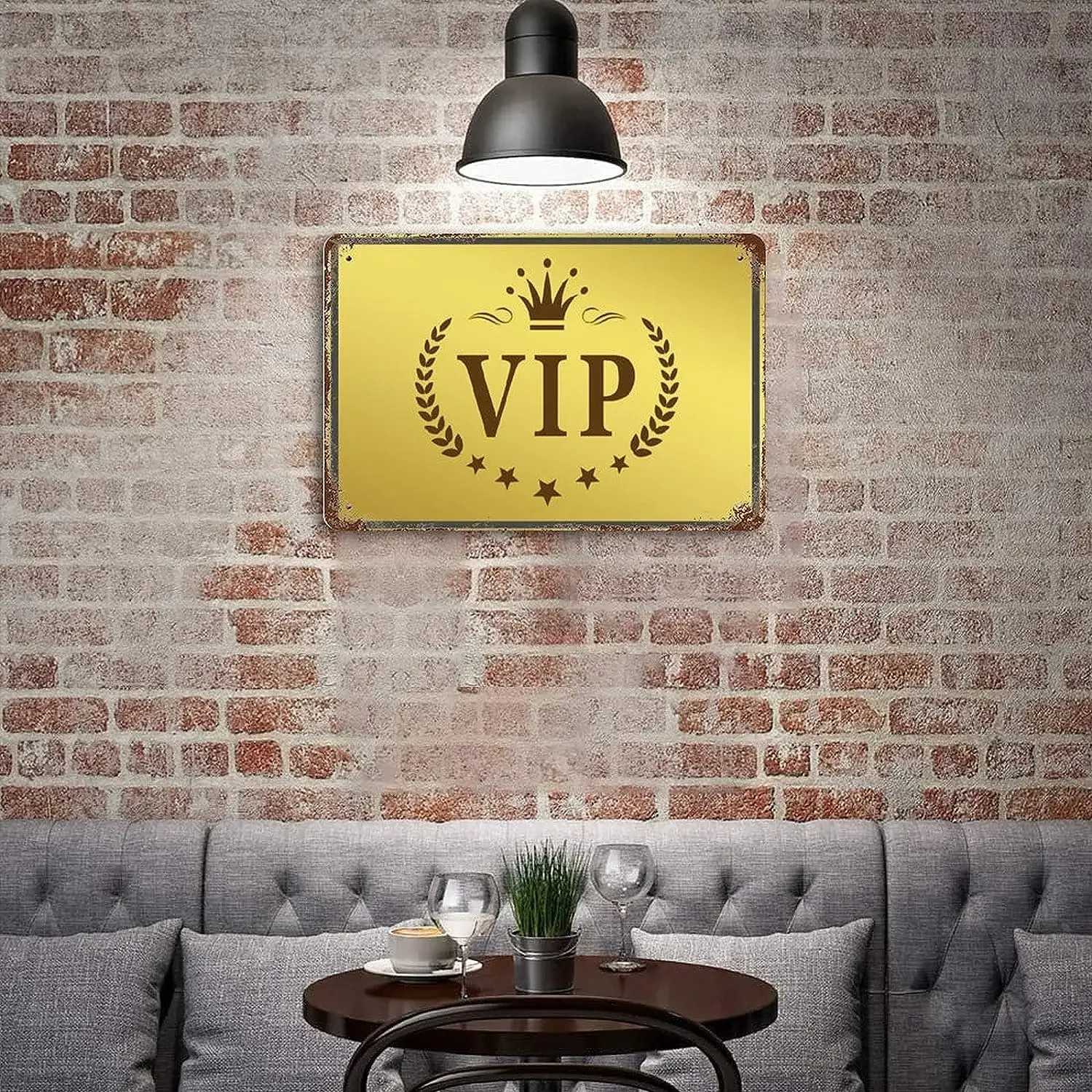 VIP Lounge Crown Stars Tin Sign Vintage Wall Art Man Cave Bar Shop Garage Metal Sign Home Office Decor Tour Art 12 x 8 inch