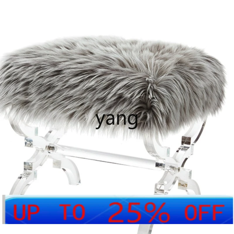 LTT model room simple beauty beach sheep wool makeup stool complete transparent acrylic shoe change creative piano stool