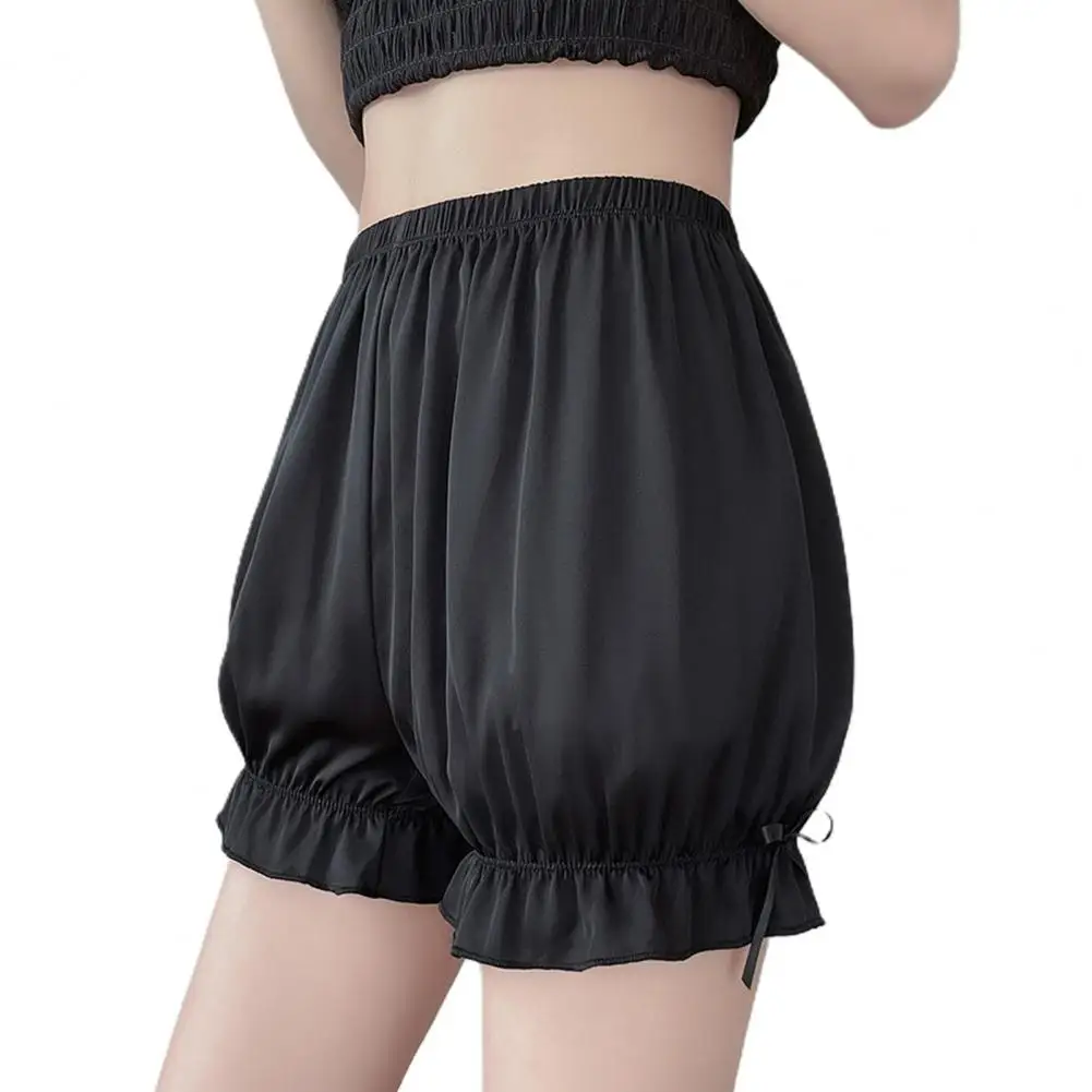 Women High Waist Ruffle Cuffs Safety Shorts Pants Pumpkin Lantern Shape Loose Bottoming Shorts Summer Thin Bloomers 안전반바지