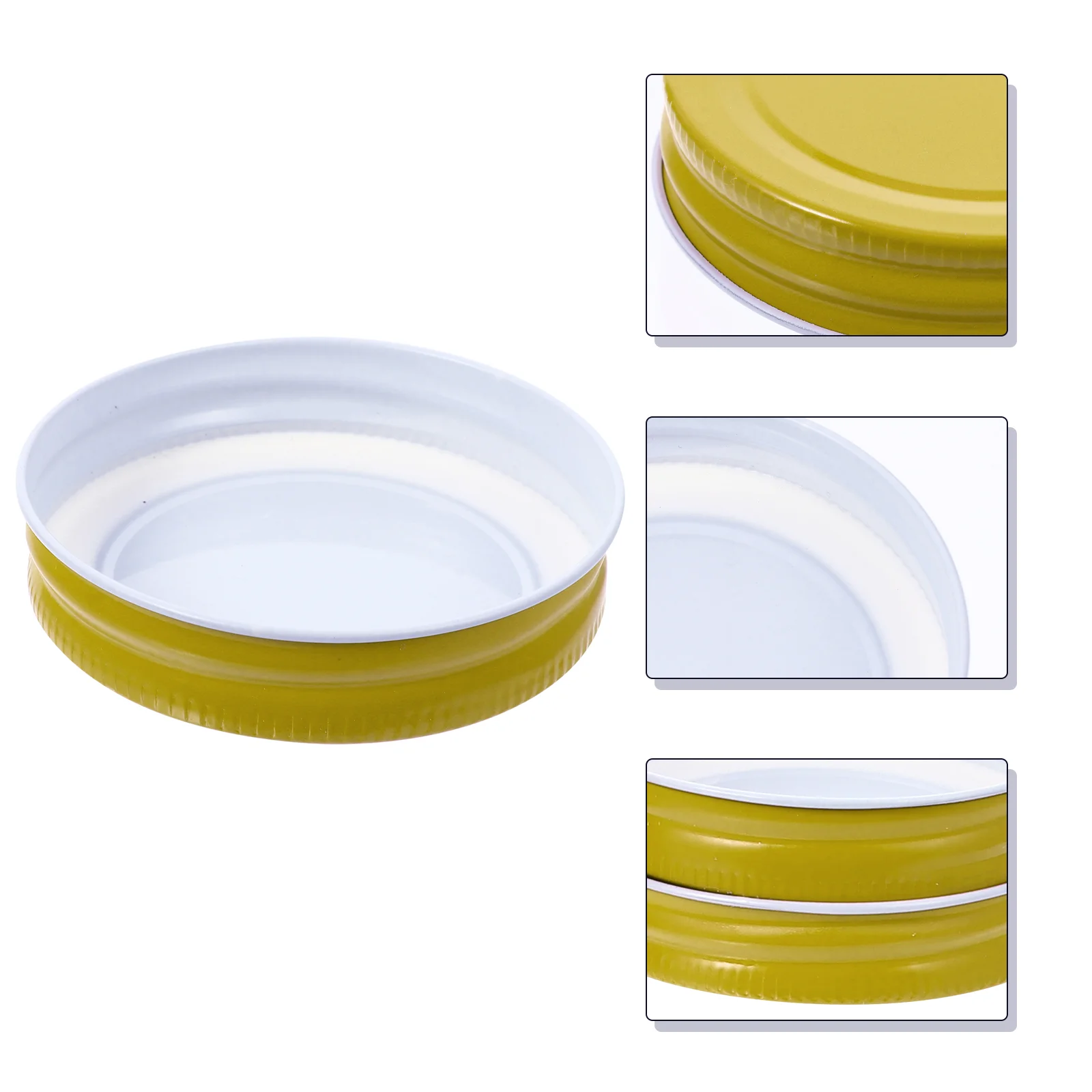 12 Pcs Ring Mason Jar Lids Round Cover Wide Mouth Tinplate Golden Sealing Caps for Bottles Covers Child