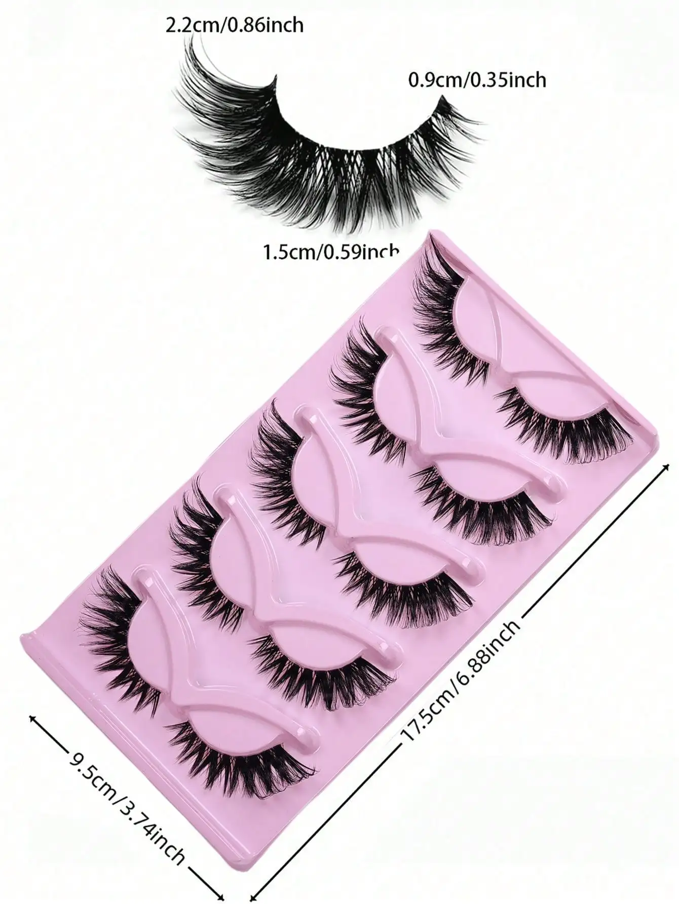 5 Paar Manga-Wimpern, 3D-Wimpern mit transparentem Band, für einen natürlichen Look, zarte Nerzwimpern, flauschige Katzenaugen-Wimpern, einzelne Wimpern. – Detail 5