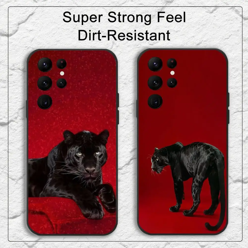 Black Panther Luxury Phone Case For Samsung S Series S20 S21 S22 S23 S24 FE Plus Ultra TPU Soft To Skin-friendly Case