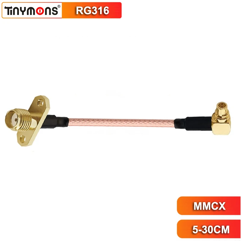 Coax SMA Female Panel Mount Connector to MMCX Male Right Angle 90 Degree Adapter Cable RG316 for Radio FPV Drone