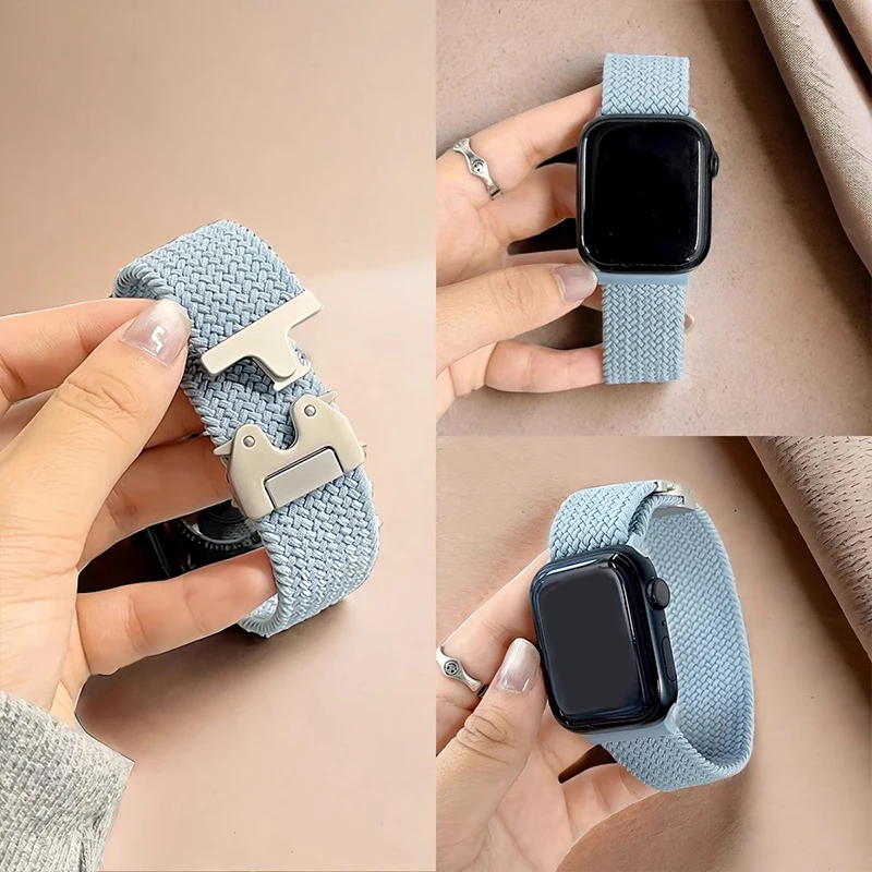 حزام حلقة منفرد مضفر لساعة أبل 44 مللي متر 45 مللي متر 46 مللي متر 40 مللي متر 41 مللي متر 42 مللي متر 49 مللي متر سوار iWatch Series Ultra 2 10 9 SE 8 7 6 5 4