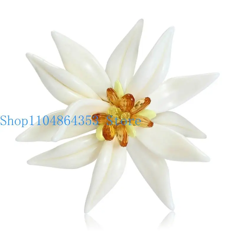 Elegant Edelweiss Flower Brooch Featuring Enamel Craftsmanship Lightweight Badge Pin For Everyday Use Gift