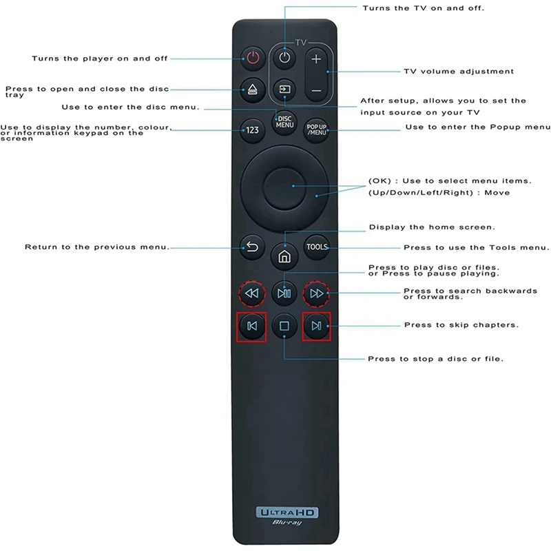 A31T AK59-00180A Remote Control for 4K UHD Blu-Ray Player UBD-M8500 UBD-M9500 M7500 M9700 Home Theater
