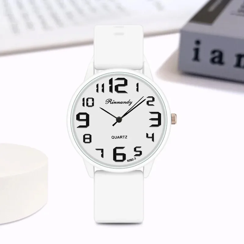 Women Fashion Silicone Watches Set Minimalist High Number Qualities Big Dial Ladies Quartz Wristwatches Casual Watch Clock Gifts